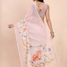 KALINI Floral Printed Zari Saree with Blouse Piece image 5