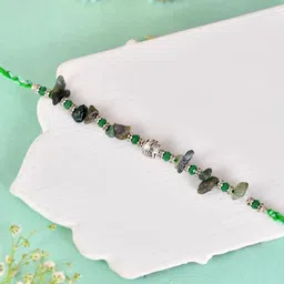 Aapno Rajasthan Stone-Studded & Beaded Thread Rakhi With Greeting Card & Roli Chawal-picture-18