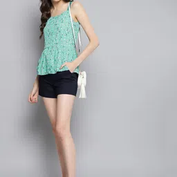 RARE Floral Print Crepe Peplum Top image 5