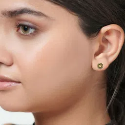 BHIMA 22K BIS Hallmark 916 Purity Yellow Gold Black Stone Stud Earring-picture-30