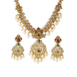 Priyaasi Gold-Plated Stone-Studded Jewellery Set image 4