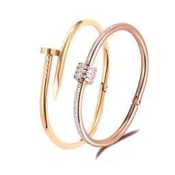 MEENAZ Set Of 2 Gold-Plated Stainless Steel Anti Tarnish Stone Studded Kada Bracelets-picture-36