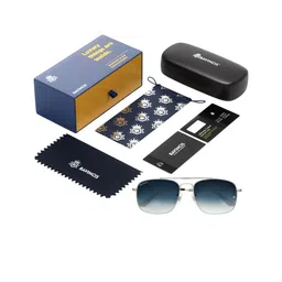 BAVINCIS Unisex Square Sunglasses with UV Protected Lens 3560-GM-Silver-Grey-Gradient image 3
