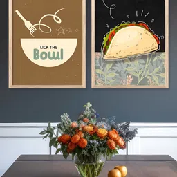 Kotart Brown & Black 2 Pieces Restaurant Wooden Painting Wall Art-image-42