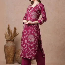 KHUHA Women Printed Cotton Blend Kurta & Trouser-picture-14