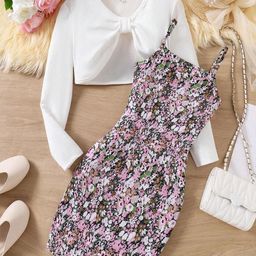 BAESD Floral Print Applique Crepe A-Line Dress-picture-34