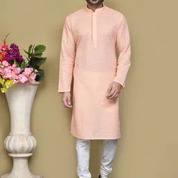 RANAK Men Ethnic Motifs Embroidered Chikankari Kurta-picture-27