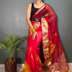 SHOPLANCE Tie and Dye Organza Kanjeevaram Saree image 5