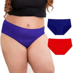 Diving Deep Women Pack of 2 Cotton Assorted Plus Size Hipster Briefs image 1