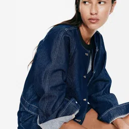 H&M Collarless Denim Jacket image 3