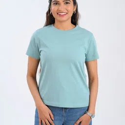 30 Looks Women Solid Round Neck Cotton T-shirt-image-40
