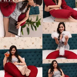 Siroki Bond Red Fibre Filled Faux Velvet Lightweight Maternity Pillow image 2