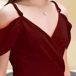 ZELZIS Puff Sleeve Applique Crepe Mini Dress image 2