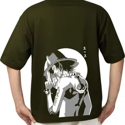 Starsbuyer Pack Of 2 Portgas D. Ace Printed Cotton Drop-Shoulder Oversized T-shirts image 4