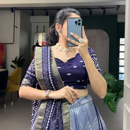 aayushyam enterprise Floral Print, Self Design Semi Stitched Lehenga Choli image 4