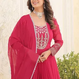 Altecia Embellished Embroidered Georgette A-Line Maxi Dress image 2