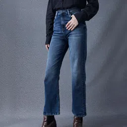 VOLTEDGE Women Comfort Straight Fit High-Rise Low Distress Light Fade Stretchable Jeans-picture-17