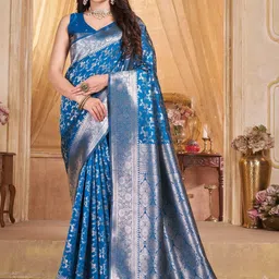 Garden Vareli Ethnic Motifs Woven Design Zari Saree-picture-28