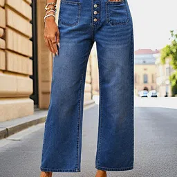 Crazeis Women Comfort Straight Fit High-Rise Light Fade Stretchable Jeans-picture-19