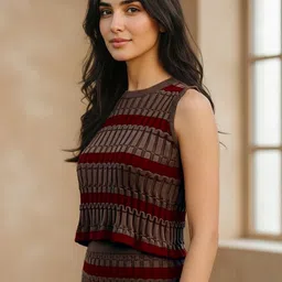 ZUMMER Striped Pure Cotton Top With Skirt Co-Ords-image-8
