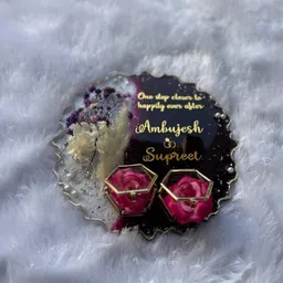 shyamacraft 8 Inch Resin Engagement Ring Platter with 2 Vintage Ring Boxes PTFE (Non-stick) Decorative Platter image 5