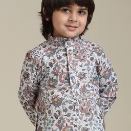 Manyavar Boys Floral Printed Regular Straight Kurta with Pyjamas image 3