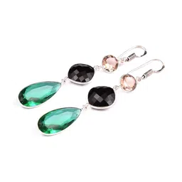 AAR Jewels Rhodium-Plated German Silver Tourmaline Drop Earrings-picture-36