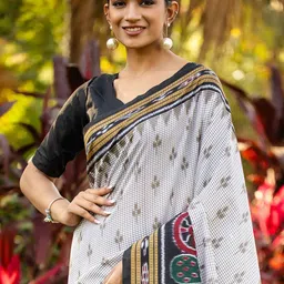 Anouk Rustic Ethnic Motifs Silk Blend Ikat Saree image 3