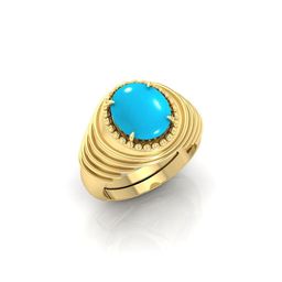 todani jems 9.25 Ratti Turquoise Stone Original Certified Firoja Gemstone Gold Plated | Adjustable Ring-picture-24