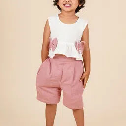 LOYZO-LOYAL TO JOY Girls Muslin Peplum Top with Shorts-picture-12