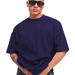 Leotude Men Solid Round Neck Cotton Oversized T-shirt-picture-55