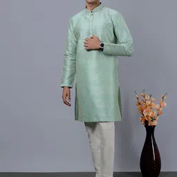 azania Self Design Mandarin Collar Straight Kurta with Pyjamas image 3