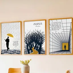 Kotart White & Black 3 Pieces Wood Wall Paintings-picture-27