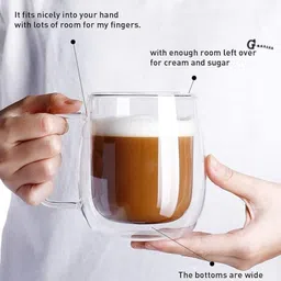 TASKHOUSE Transparent 2 Pieces Glass Cups With Handle-250 ml image 5