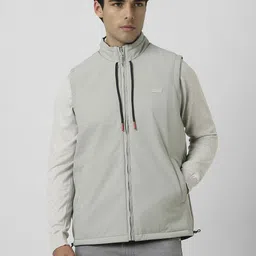 Van Heusen Sport Men Solid Mock Collar Pure Cotton Gilet Jacket-picture-33