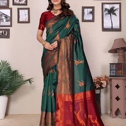 Vastravatika Ethnic Motifs Zari Heavy Work Kanjeevaram Saree-picture-37