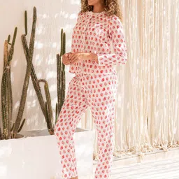 SANSKRUTIHOMES Conversational Printed Pure Cotton Top With Trousers image 2