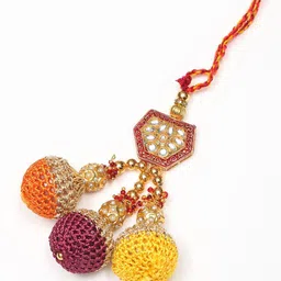 Exotic India Kundan Studded and Beaded Rakhi with Thread Work Latkan image 5