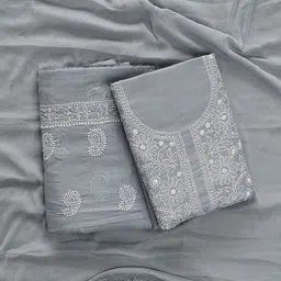 Seva Chikan Embroidered Unstitched Dress Material image 1