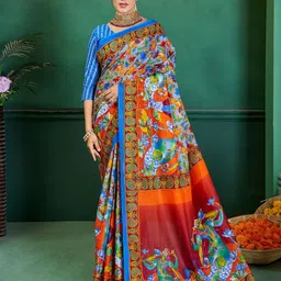 Munir Kalamkari Printed Pure Cotton Block Print Saree-picture-26