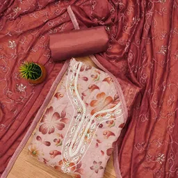 SAINOOR Embroidered Organza Unstitched Dress Material-picture-24