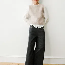 Mango Kids Girls Textured Cotton Parallel Trousers-picture-18