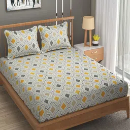 BELVOSTUM Ashley Cream-Coloured Printed 180 TC Cotton Queen Bedsheet & 2 Pillow Covers-picture-16