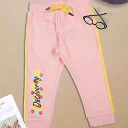 MeeMee Girls Typographic Print Cotton Joggers-picture-31