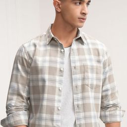 HIGHLANDER Men Spread Collar Tartan Checked Cotton Casual Shirt-picture-29
