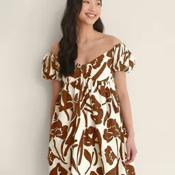 The Roadster Lifestyle Co Printed Cotton Short Sleeves Dress-picture-22