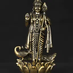 Exotic India Gold-Toned & Black Lord Karttikeya Religious Brass Idol Showpiece-image-68