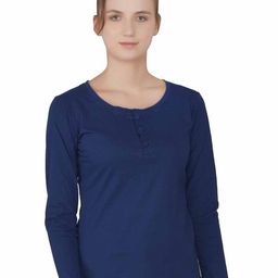 BEYOU FASHION Women Henley Neck Cut Outs Slim Fit T-shirt-picture-1