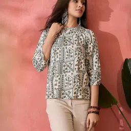 Sangria Printed Round Neck Top-image-36