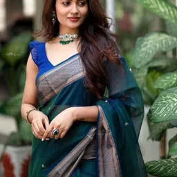 CaniBani Woven Design Zari Silk Blend Banarasi Saree image 5